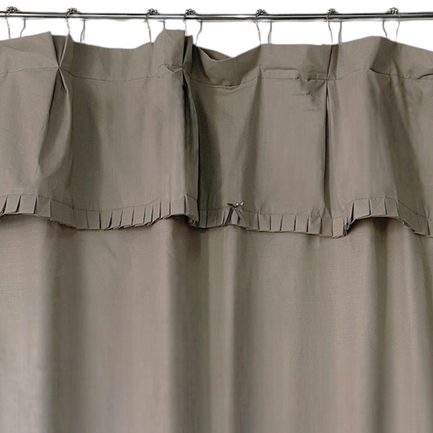 Juego Cortina Recogida para Baño Lisa Gris Perla-2