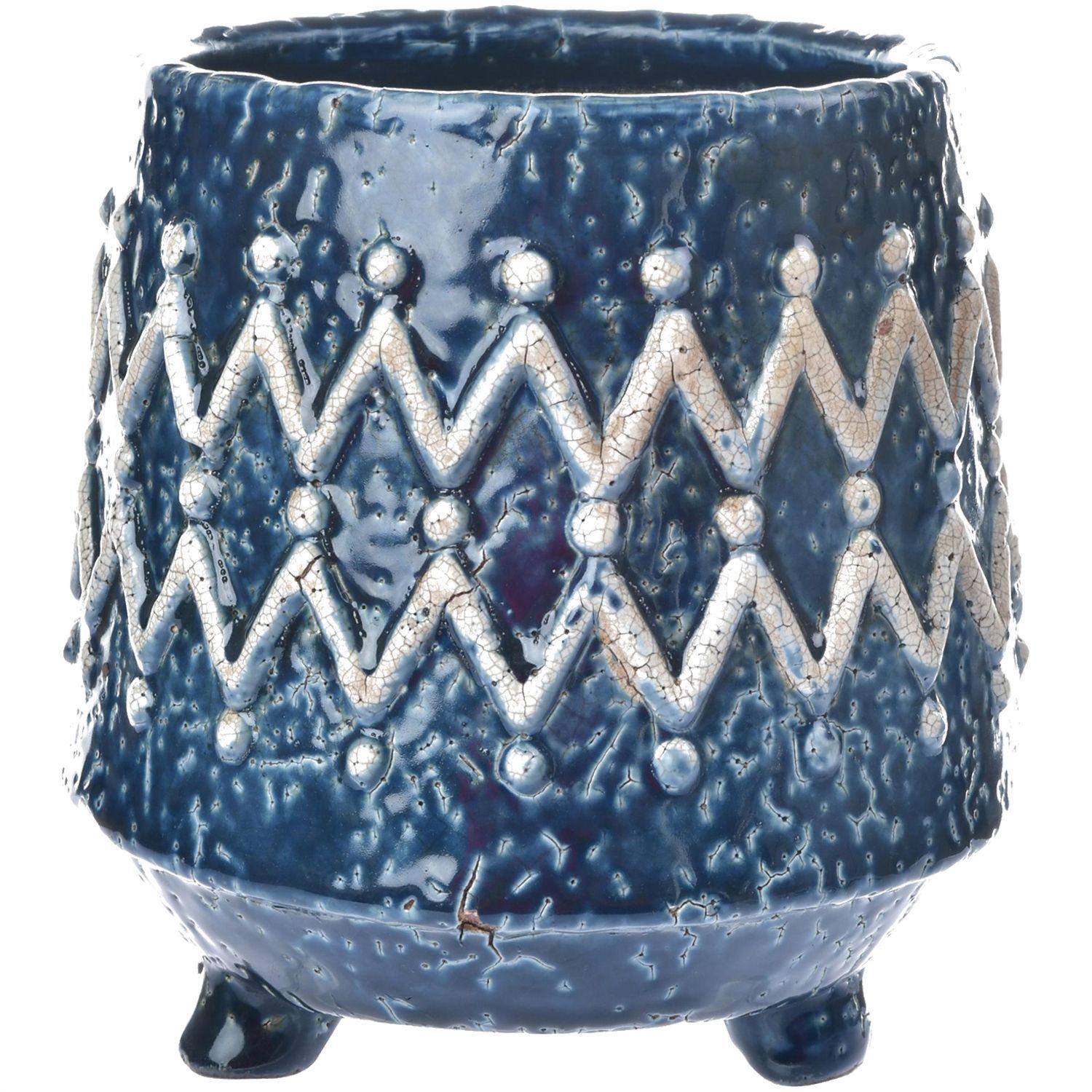 Maceta Decorativa Turin Azul Ancho-0