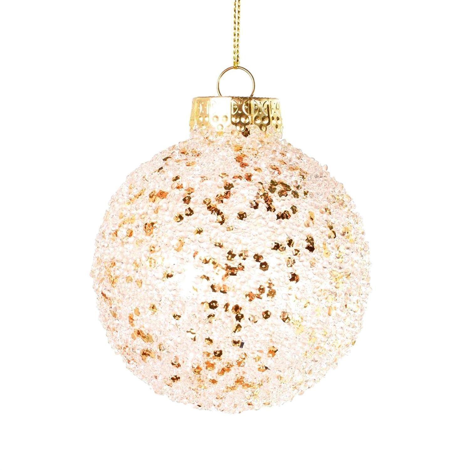 Set 4 Bolas Navideñas Semi Gold 8 Cms.-1