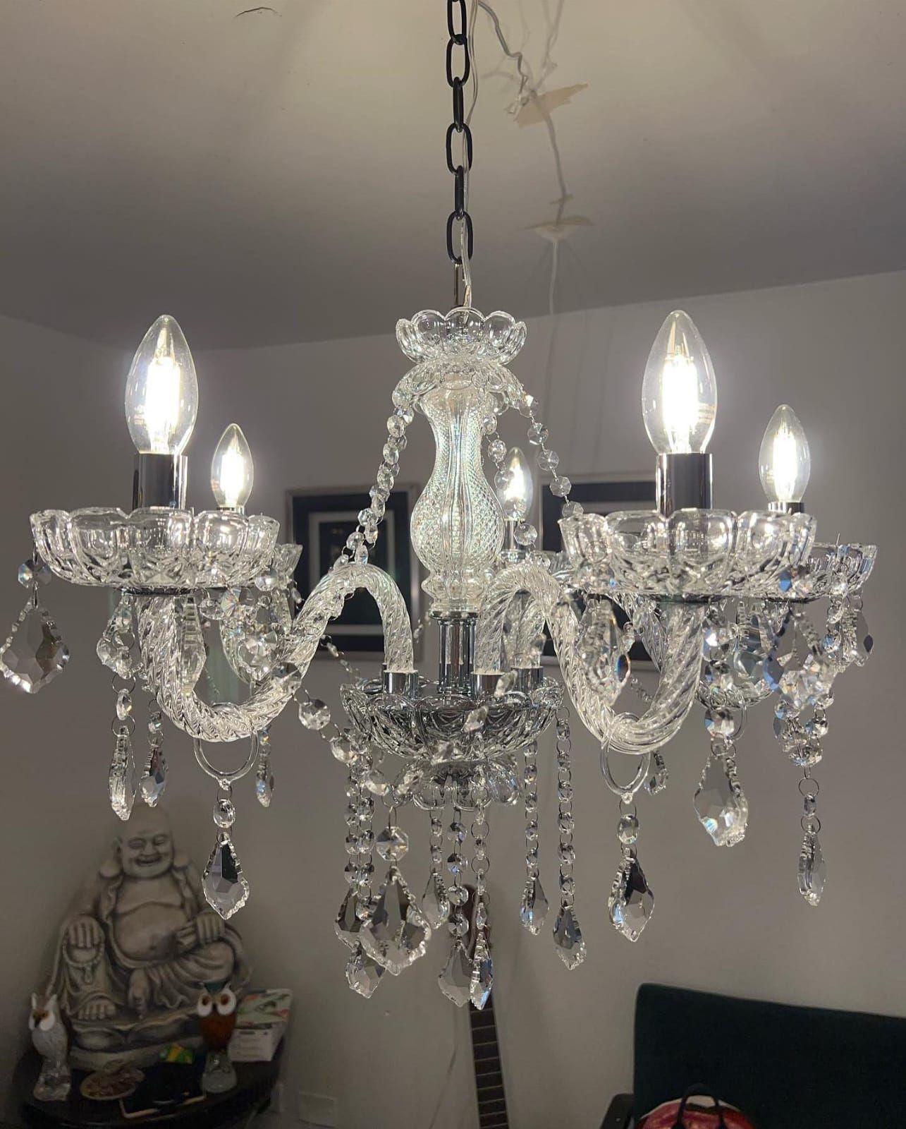 Lámpara Chandelier de Cristal 5 Luces-4