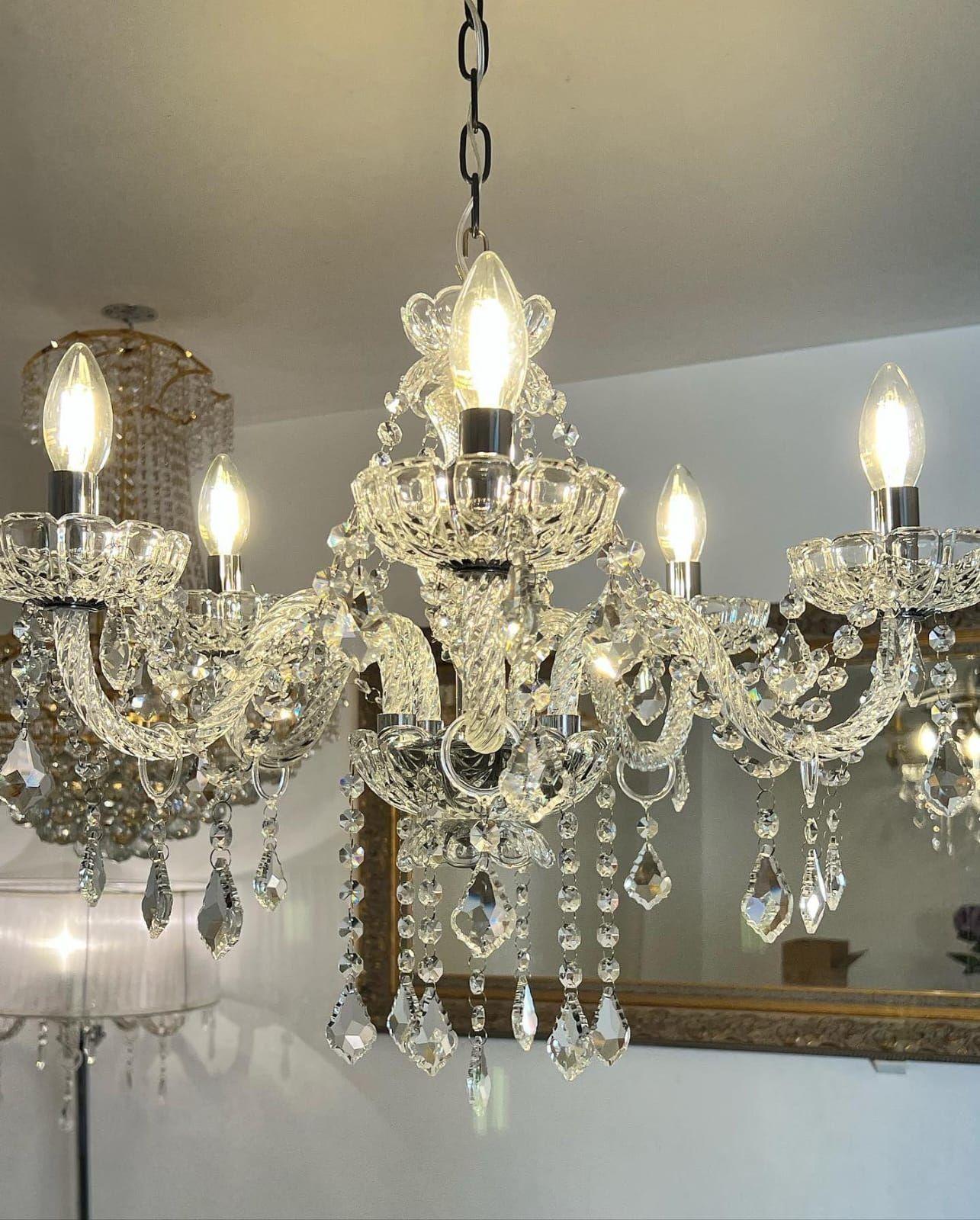 Lámpara Chandelier de Cristal 5 Luces-1