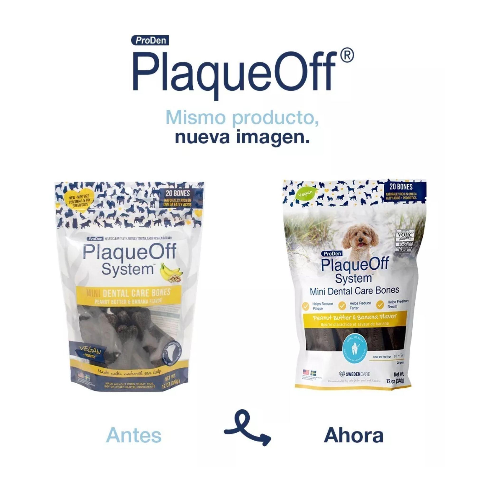 Huesos Mini Cuidado Dental sabor Mantequilla Maní y Banana 340 Grs. (20 Un.) - Plaque Off-1