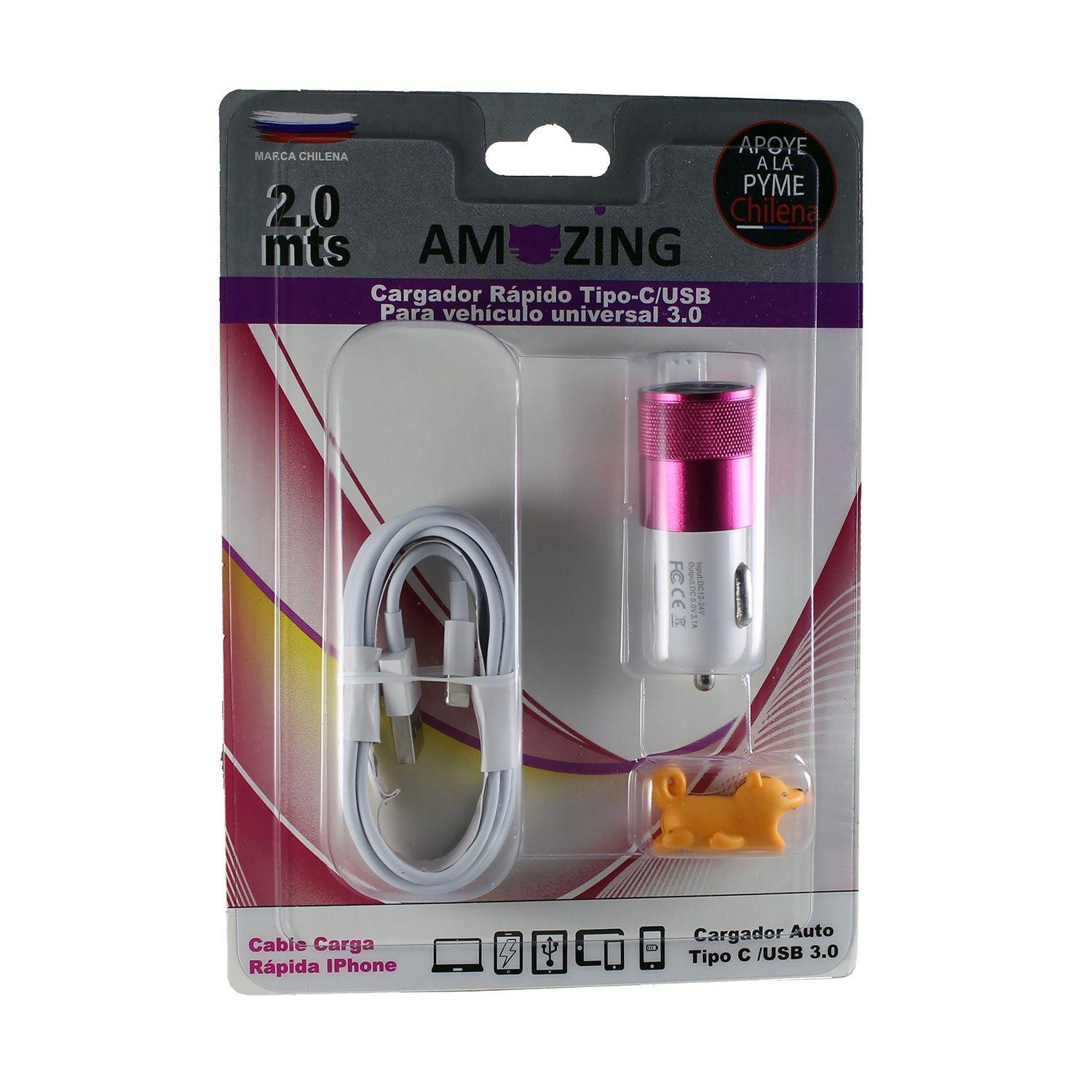 Cargador Rápido Tipo-C/USB para vehículos con Cable USB a IPhone-2