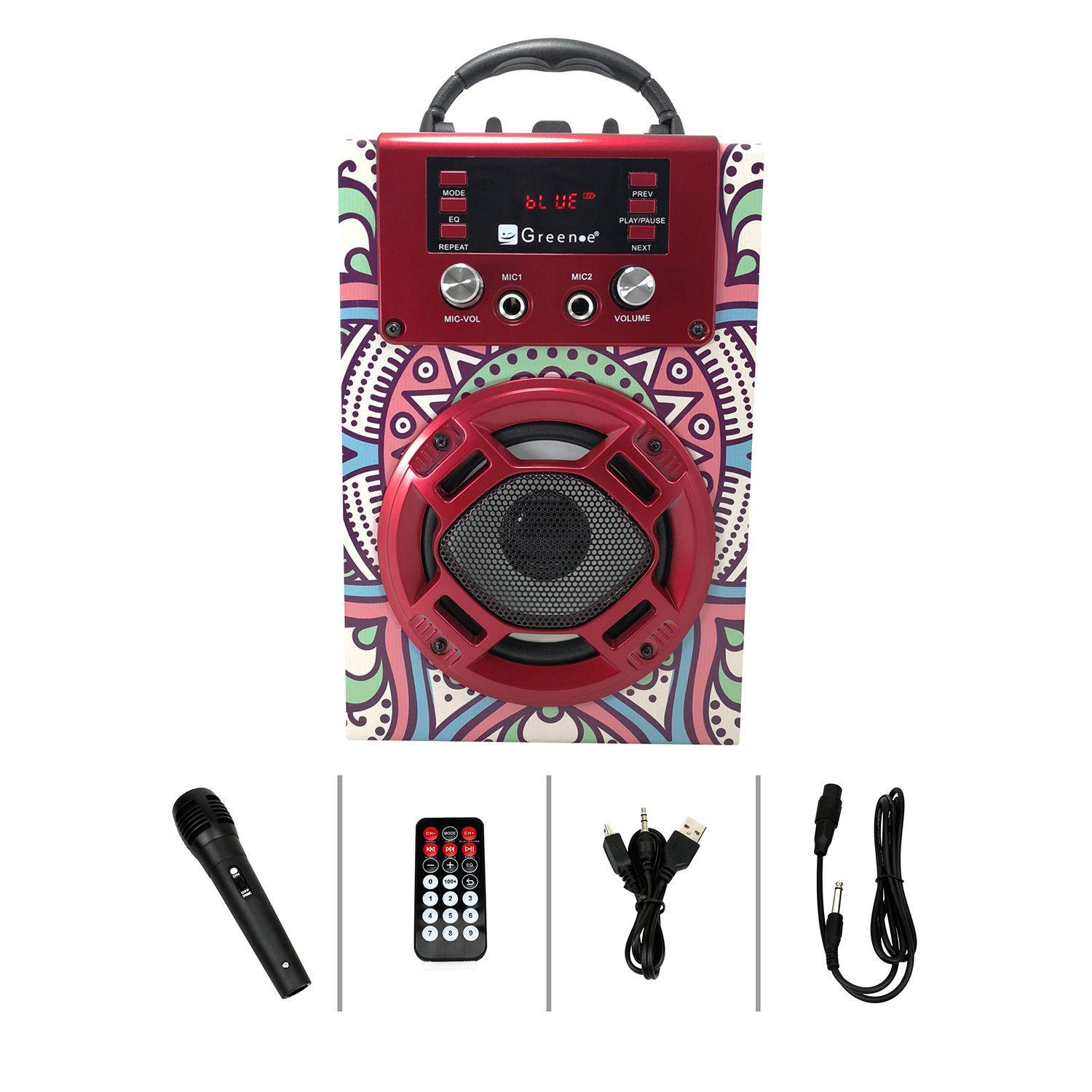 Parlante Bluetooth mini karaoke Mandala rojo-0