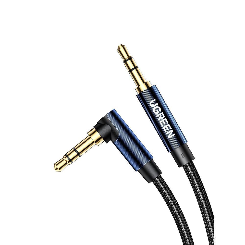 CABLE AUDIO AUXILIAR CURVO PLUG 3.5MM M/M TRENZADO 1M AZUL OSCURO UGREEN AV112-0