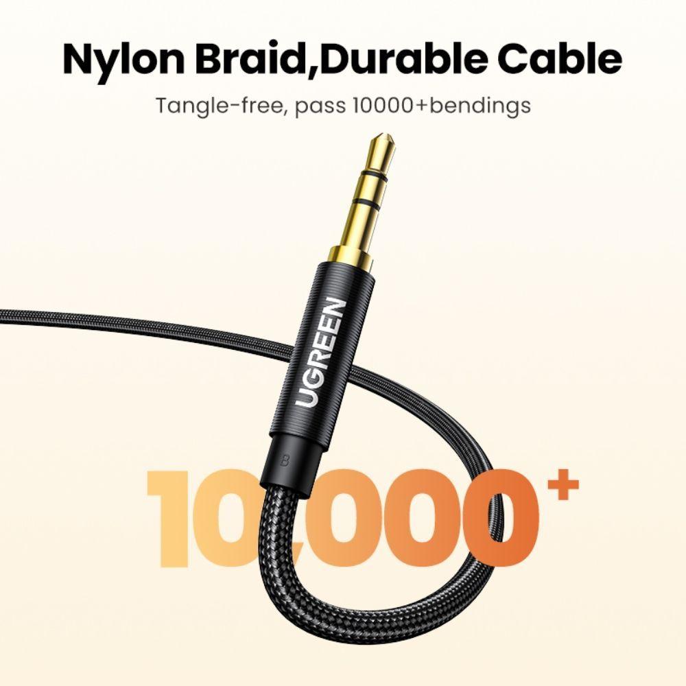 CABLE AUDIO AUXILIAR CURVO PLUG 3.5MM M/M TRENZADO 1M AZUL OSCURO UGREEN AV112-1