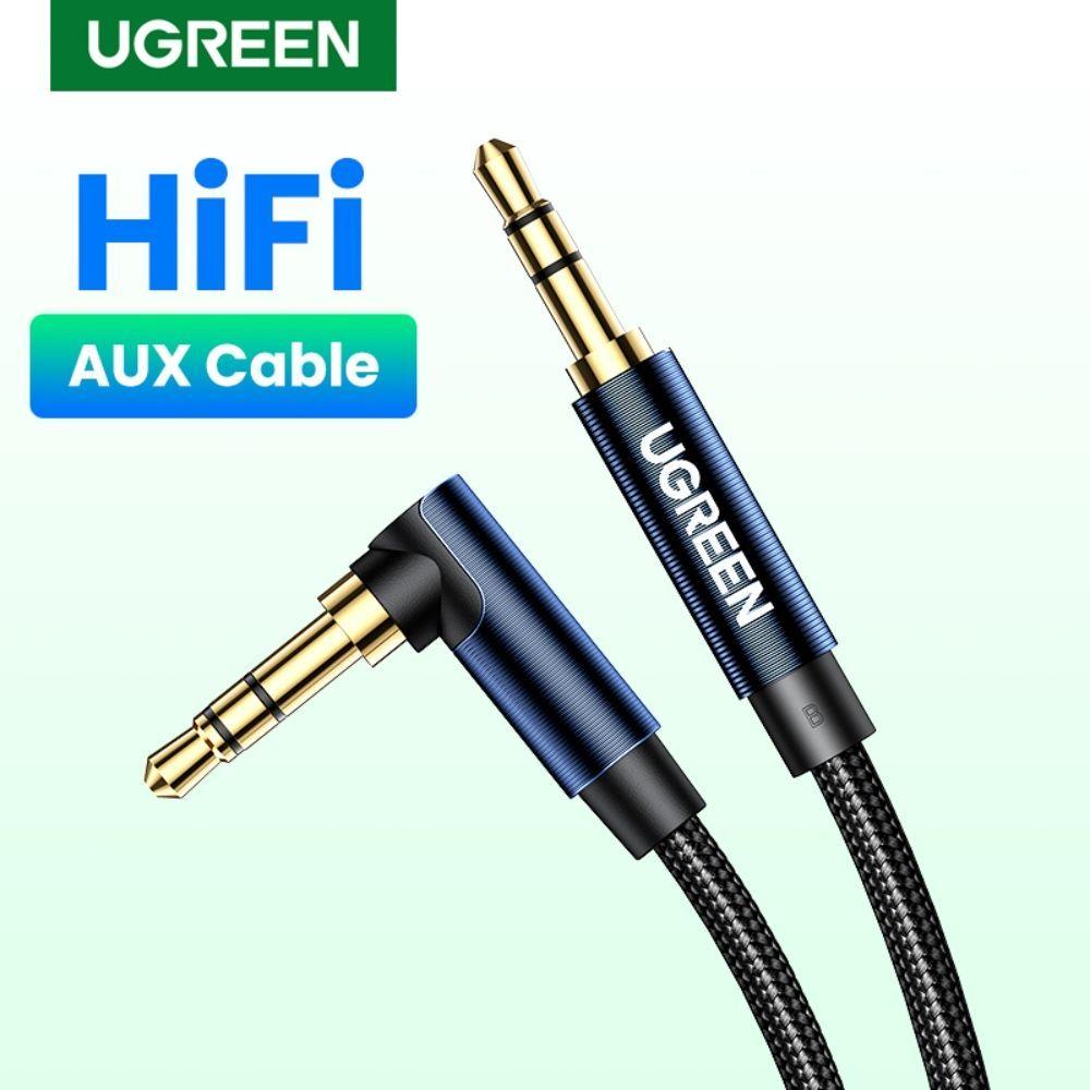 CABLE AUDIO AUXILIAR CURVO PLUG 3.5MM M/M TRENZADO 1M AZUL OSCURO UGREEN AV112-2