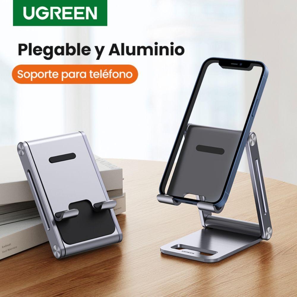 BASE DE ESCRITORIO PARA CELULAR DOBLE INCLINACION AJUSTABLE ALUMINIO SILVER UGREEN LP263-2