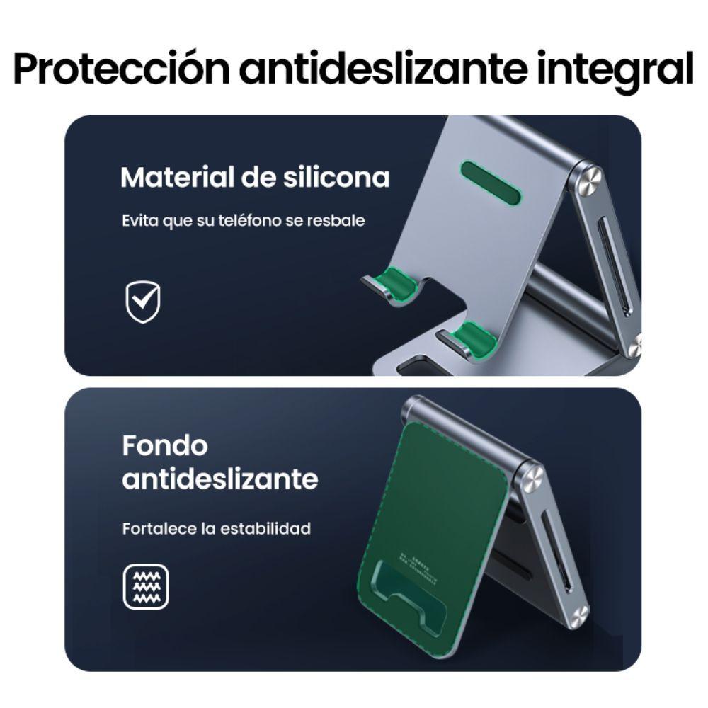 BASE DE ESCRITORIO PARA CELULAR DOBLE INCLINACION AJUSTABLE ALUMINIO SILVER UGREEN LP263-3