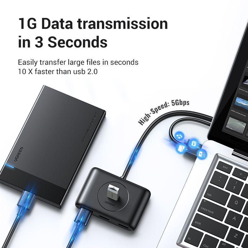 HUB USB-A 3.0 /(4USB-A 3.0) CABLE 50CM NEGRO UGREEN CR113-2