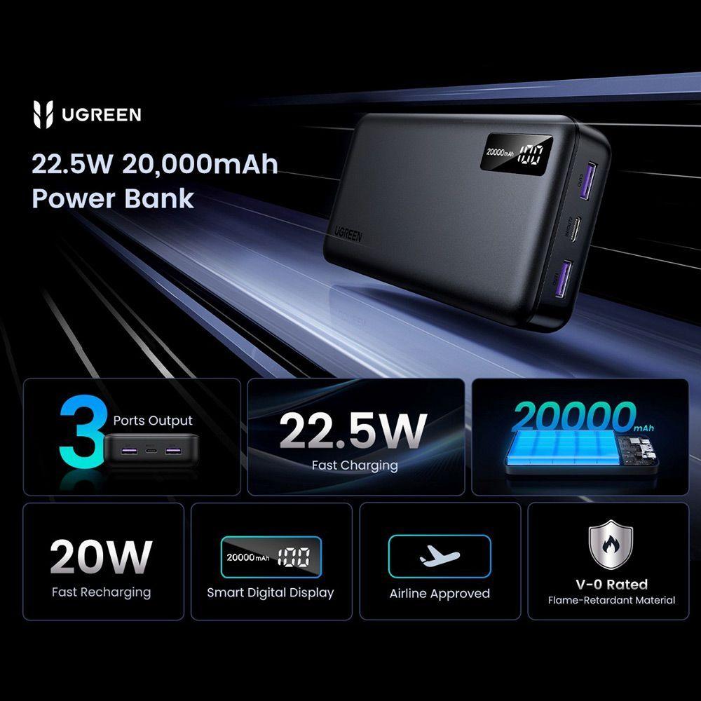 BATERIA PORTATIL 20.000MAH PD 20W 1USB-C+1USB-A UGREEN PB312-2