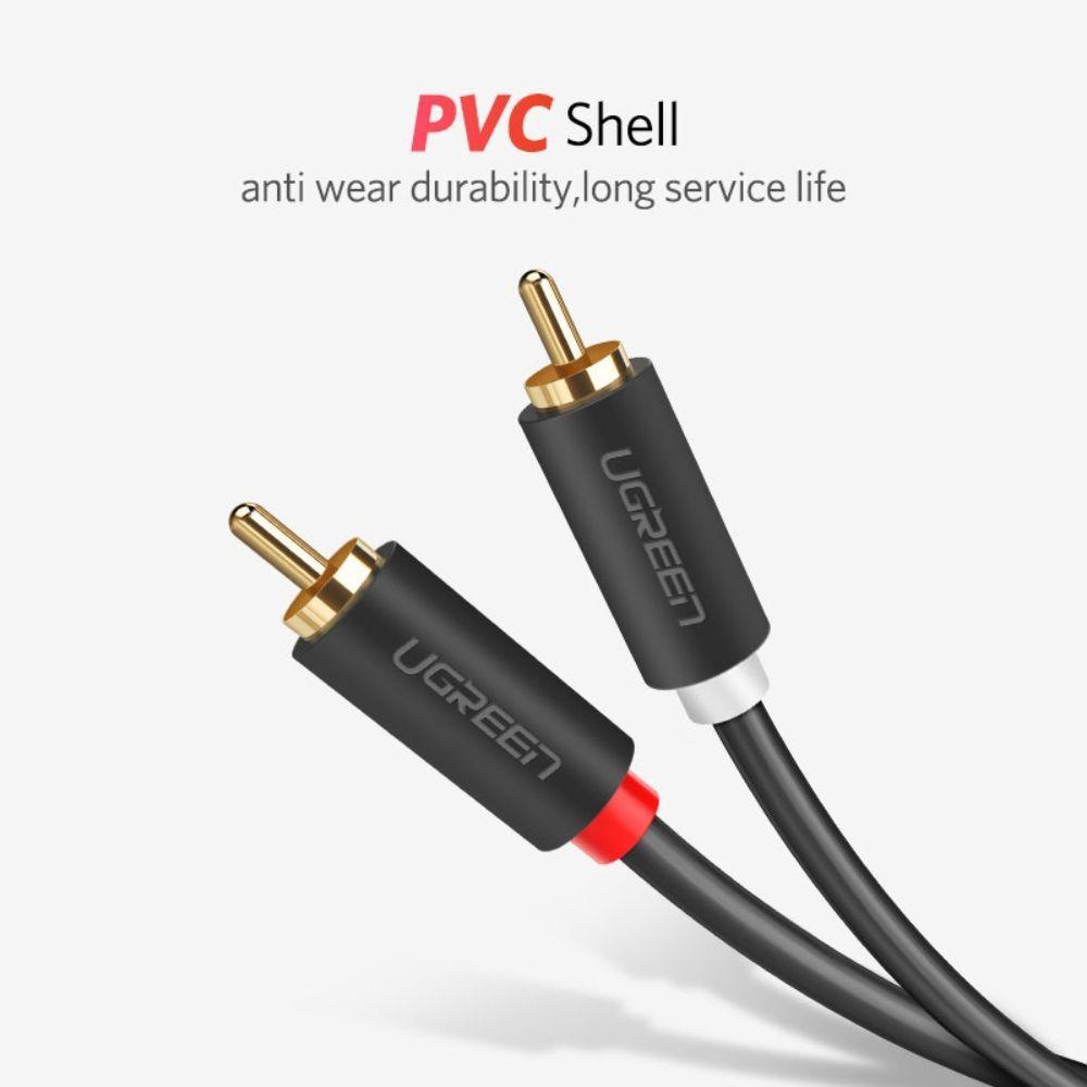 CABLE DE AUDIO M/M 2RCA/2RCA 3M NEGRO UGREEN AV104-2