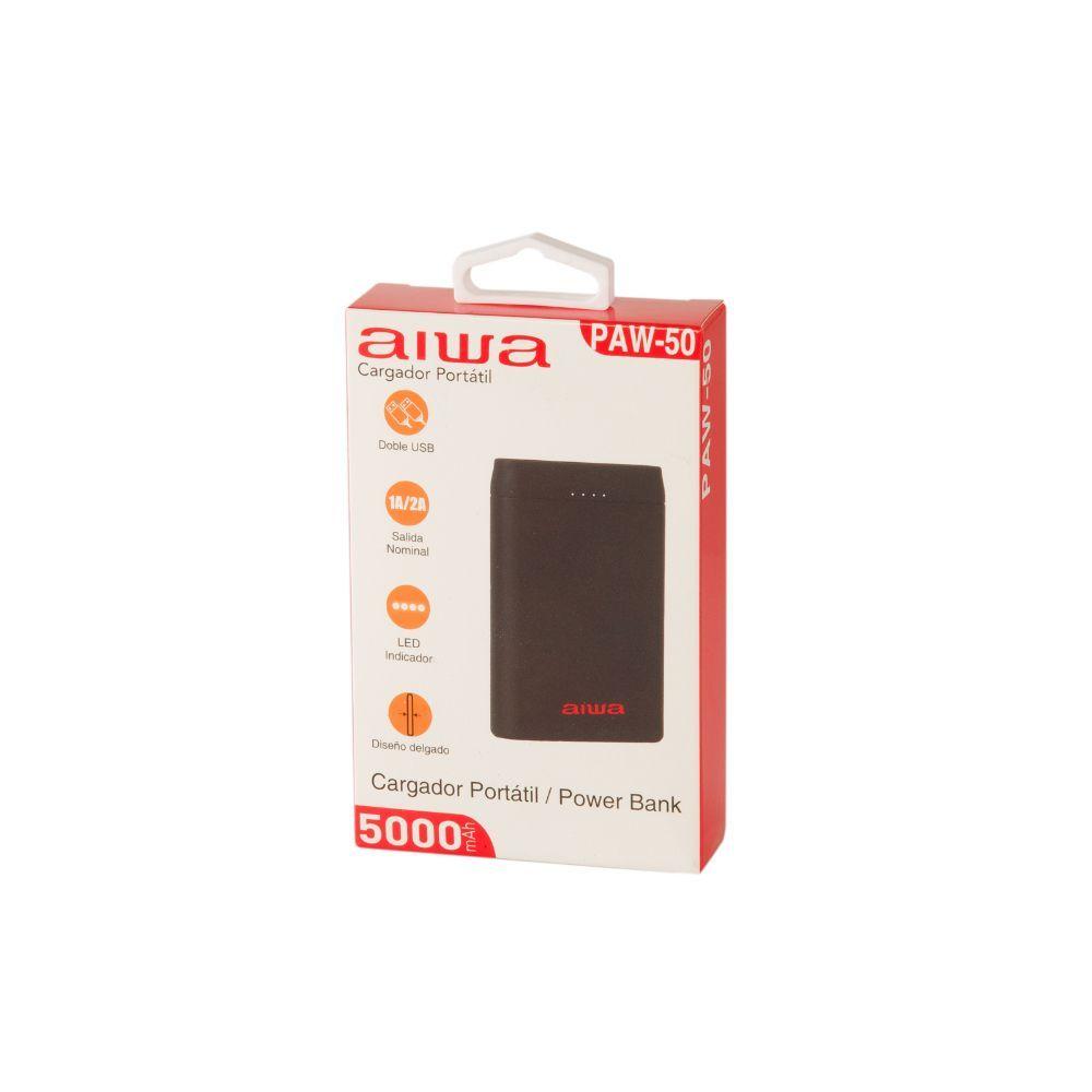 CARGADOR ULTRA PORTATIL 5000MAH 2ENTRADAS USB AIWA PAW-50-2