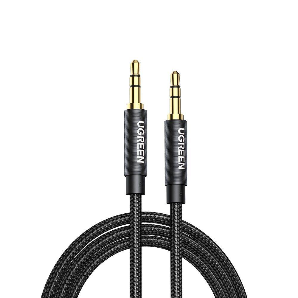 CABLE AUDIO AUXILIAR PLUG 3.5MM M/M TRENZADO 2M NEGRO UGREEN AV112-0
