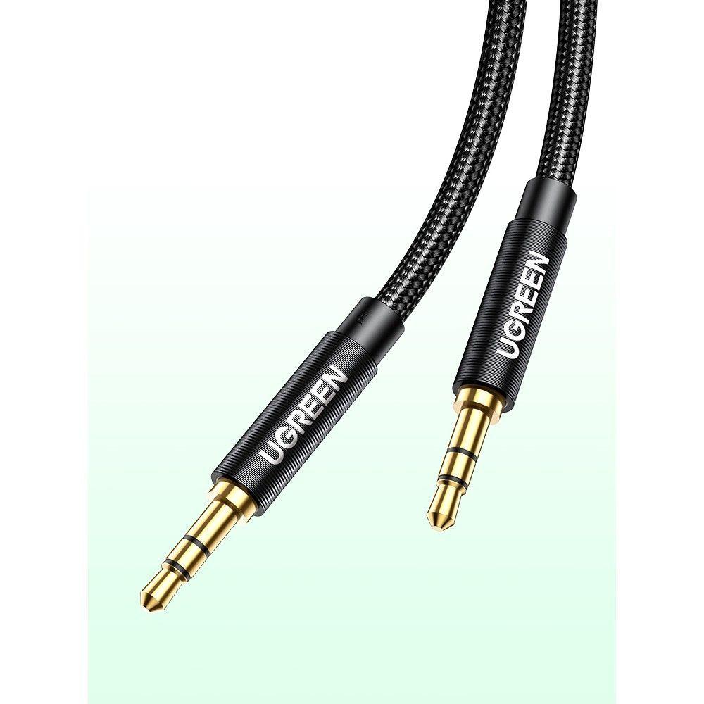 CABLE AUDIO AUXILIAR PLUG 3.5MM M/M TRENZADO 2M NEGRO UGREEN AV112-1
