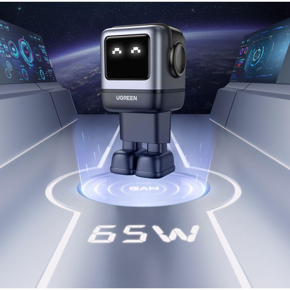 ROBOT GAN TECH CARGADOR 65W 1 USB-A + 2 USB-C GRIS UGREEN CD361-2