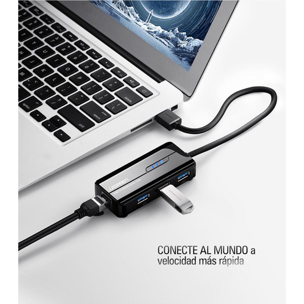 HUB USB-A 3.0 / 3USB-A 3.0 + RJ45 GIGABIT NEGRO UGREEN 20265-2