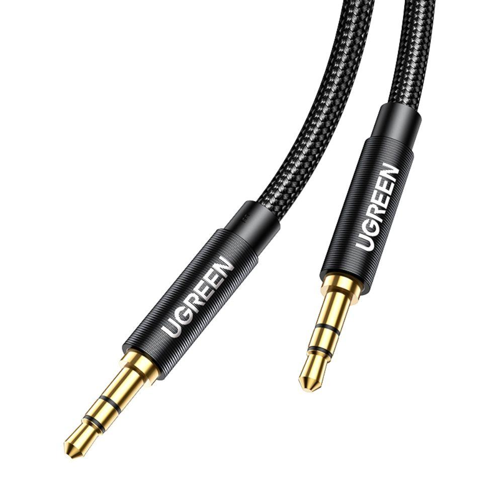 CABLE AUDIO AUXILIAR PLUG 3.5MM M/M TRENZADO 1M NEGRO UGREEN AV112-0