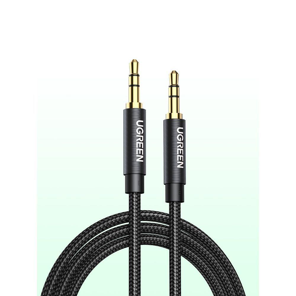 CABLE AUDIO AUXILIAR PLUG 3.5MM M/M TRENZADO 1M NEGRO UGREEN AV112-1