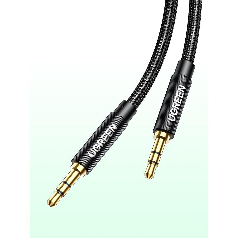 CABLE AUDIO AUXILIAR PLUG 3.5MM M/M TRENZADO 1M NEGRO UGREEN AV112-2