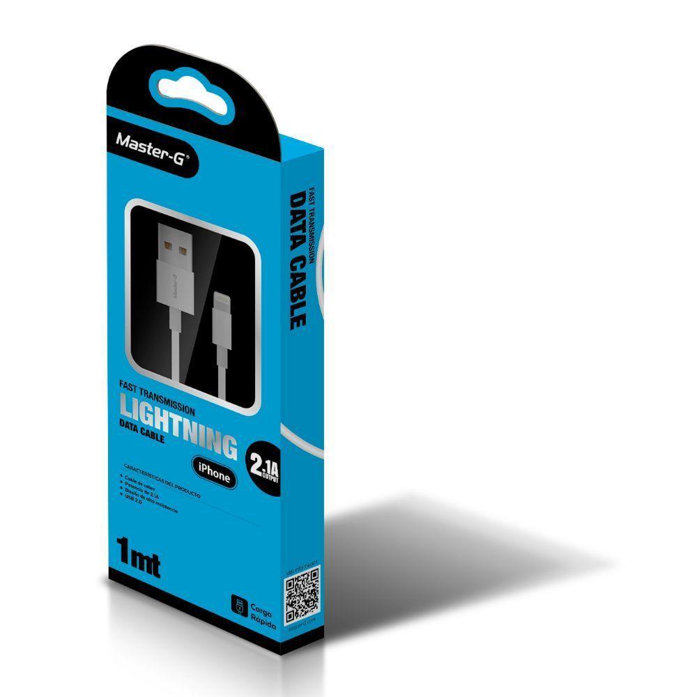 MASTER-G MGCALIG CABLE USB-A / LIGHTNING IPHONE 2.1A 1MT BLANCO-2