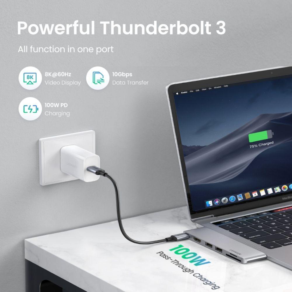 ADAPTADOR DUAL USB-C / HDMI + 2USB-A 3.0 + (SD/MICROSD) + USBC MACBOOK PRO/AIR UGREENCM380-2