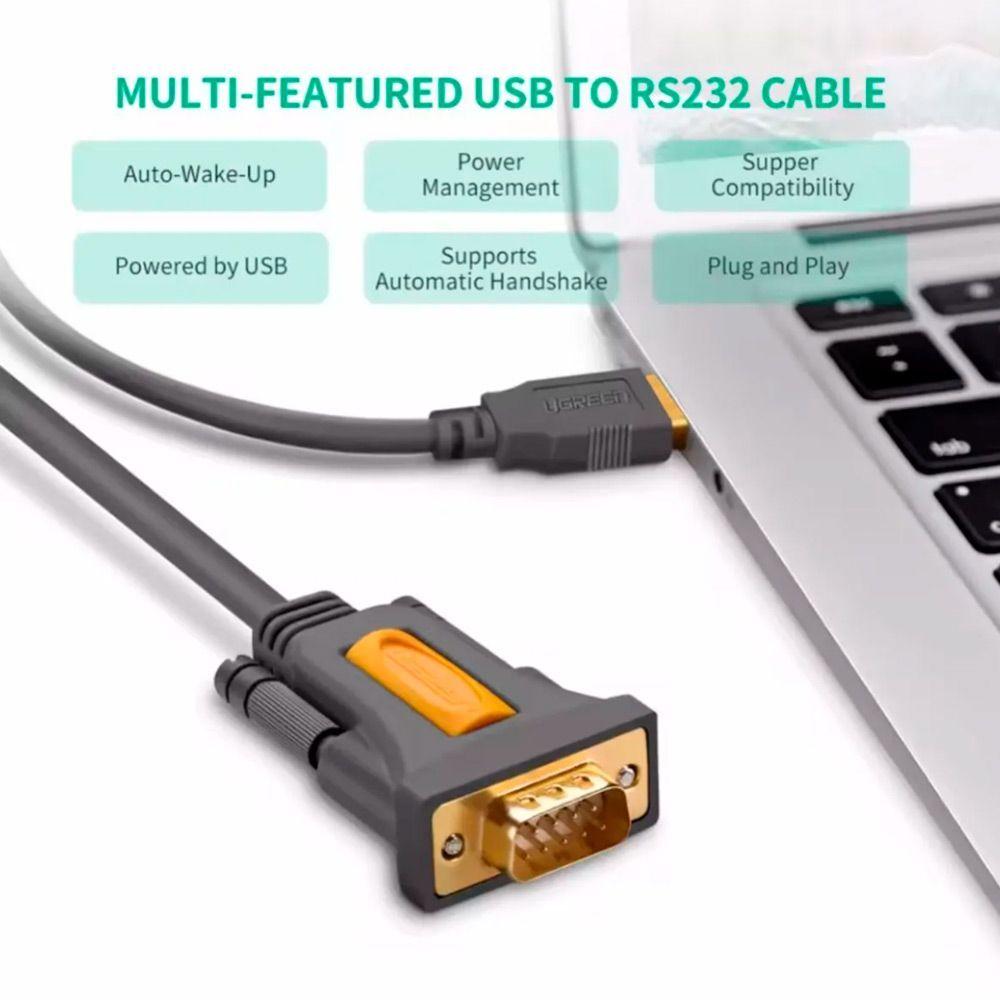 CABLE USB-A 2.0 MACHO / DB9 RS232 MACHO SERIAL 2M UGREEN CR104-2