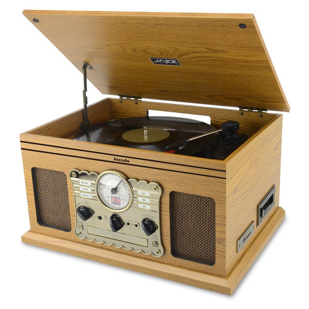 TORNAMESA RETRO 7 EN 1 JAZZ AUDIO JAZZOLA CD Y CASSETTE-2