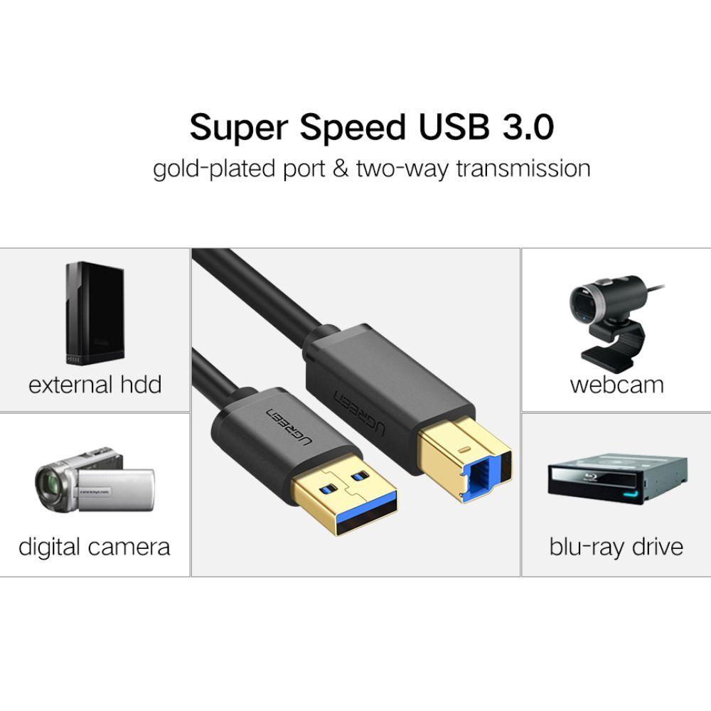 CABLE DE DATOS 3.0 PARA IMPRESORA USB-A/USB-B 2M UGREEN US210-2
