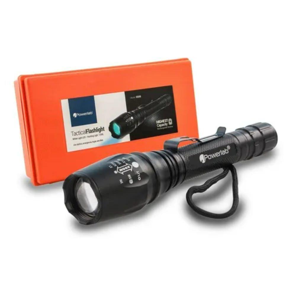 LINTERNA DE MANO LED TACTICA ZOOM LARGA POWERLAB-0