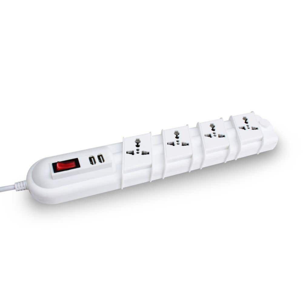 ALARGADOR MULTINORMA 3MTS / 4 TOMAS + 2 USB + PROTECCION REMA-0