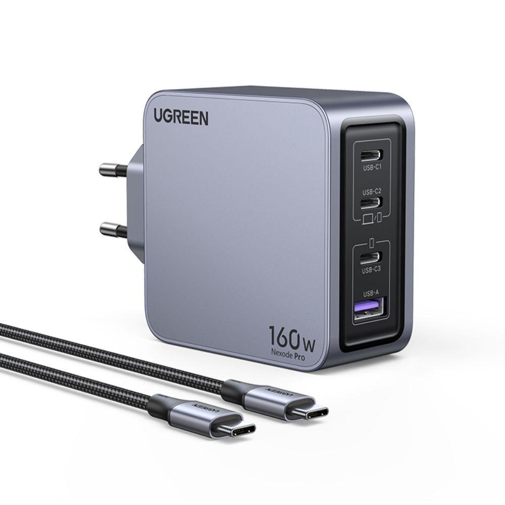 CARGADOR GAN TECH FAST SLIM 160W 3 USB-C / 1 USB-A  + CABLE USB-C/USB-C  1.5M 240W MAX UGREEN X763-2