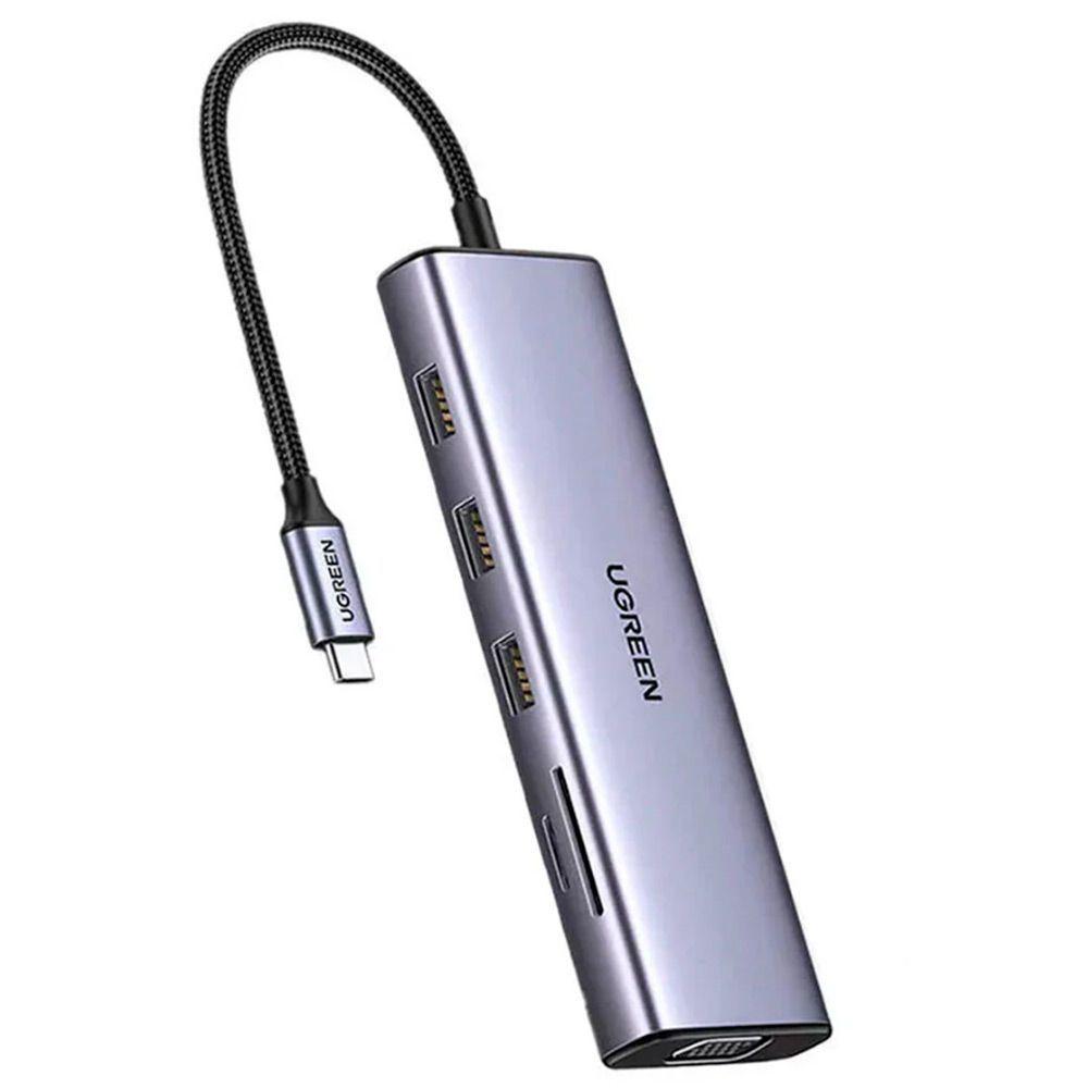MULTIPUERTO USB-C / 1HDMI 4K60HZ + 1VGA 1080P + 3USB 3.0 + RJ45 GIGABIT + INUSB-C PD UGREEN CM498-1