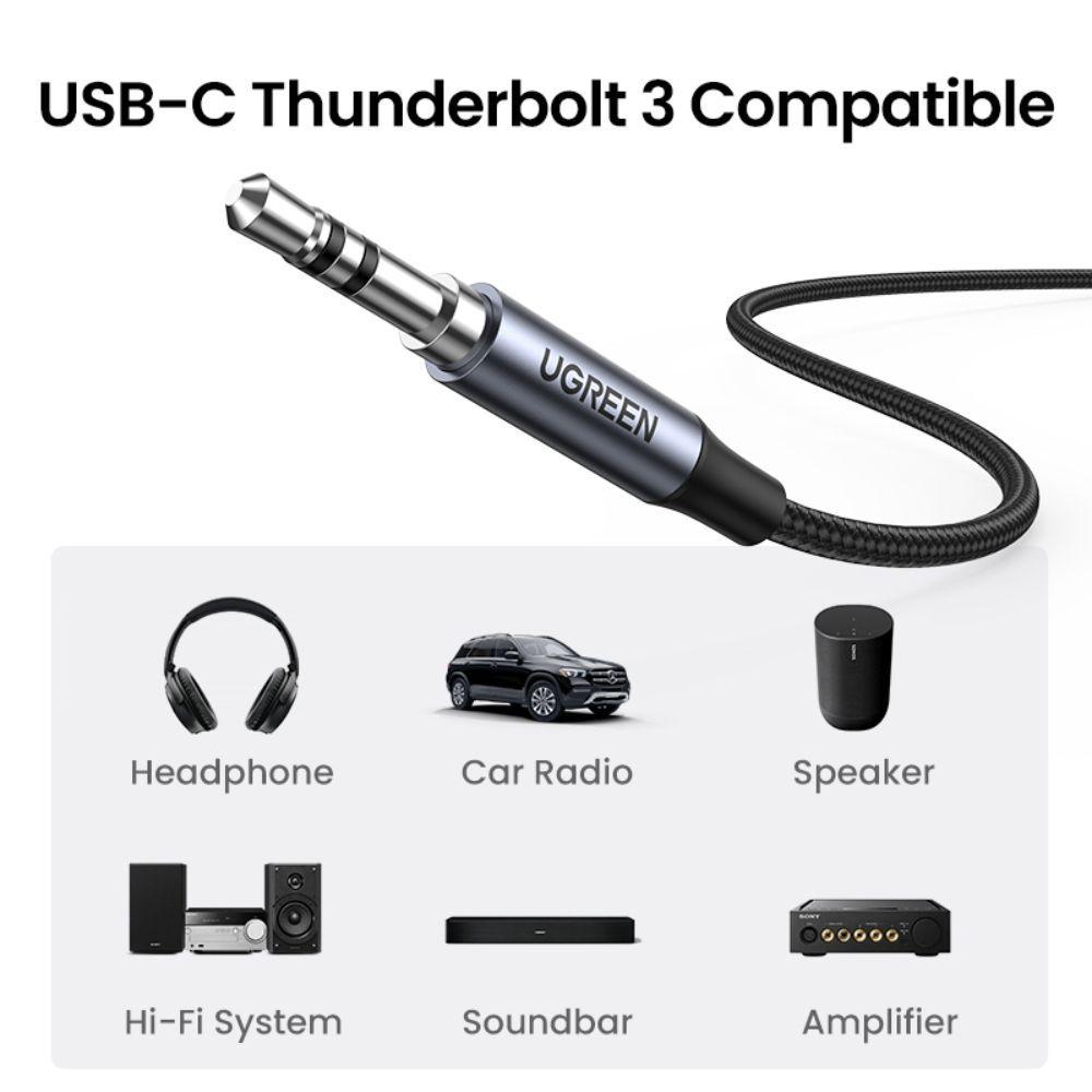 CABLE ADAPTADOR PLUG 3.5MM/USB-C +CHIP M/M 1M NEGRO UGREEN CM450-1