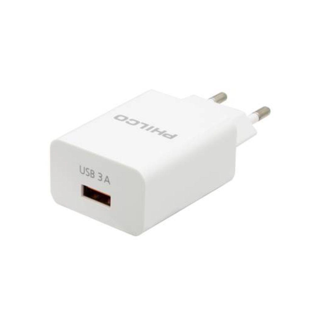 CARGADOR DE PARED QUALCOM 3.0 USB-A + CABLE USB-C BLANCO PHILCO 79220QC619-0