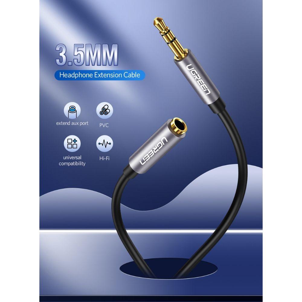 CABLE EXTENSION PLUG/JACK 3.5MM M/H 5M NEGRO UGREEN AV118-3