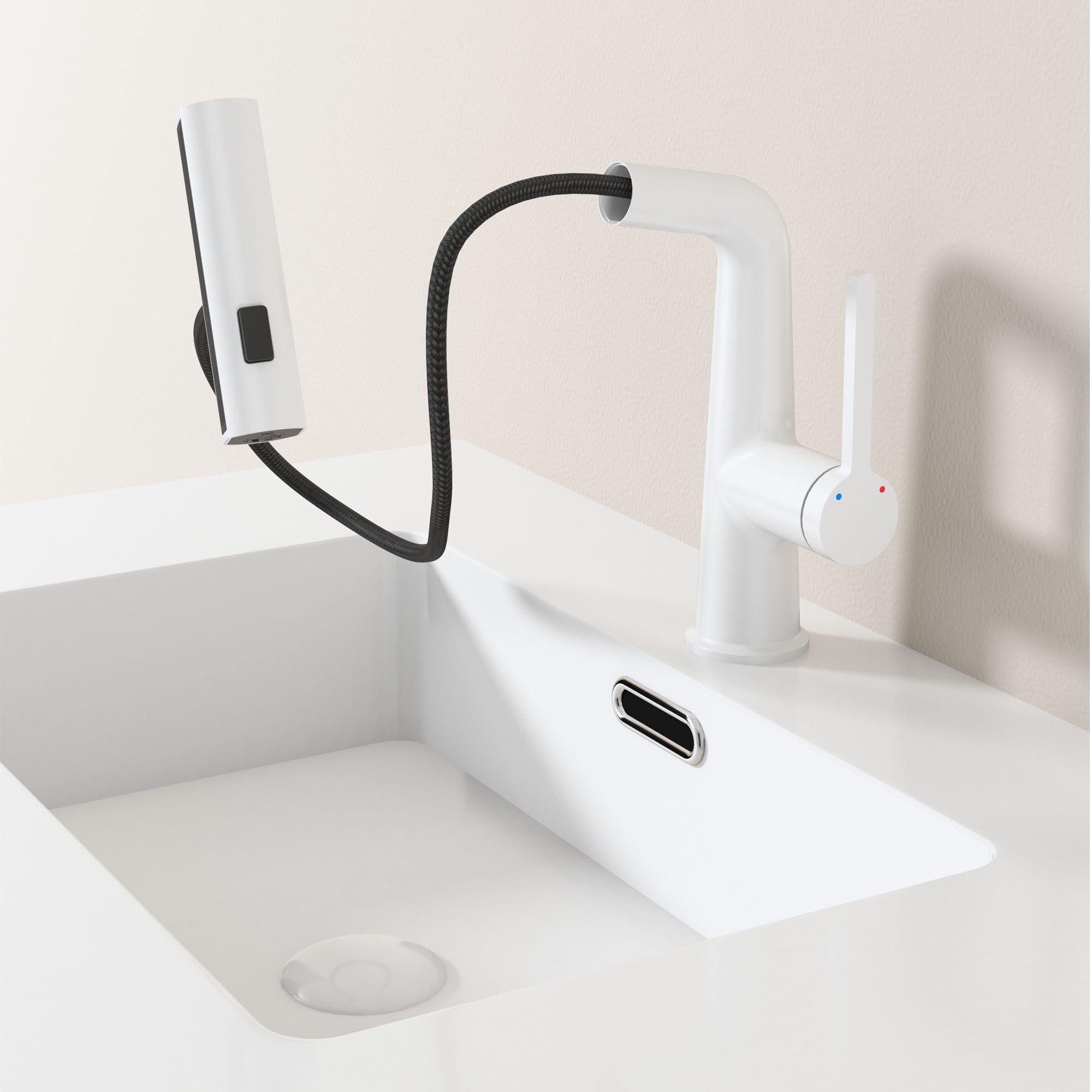 Llave monomando extensible Lavaplatos White ShootHome multiposición-3