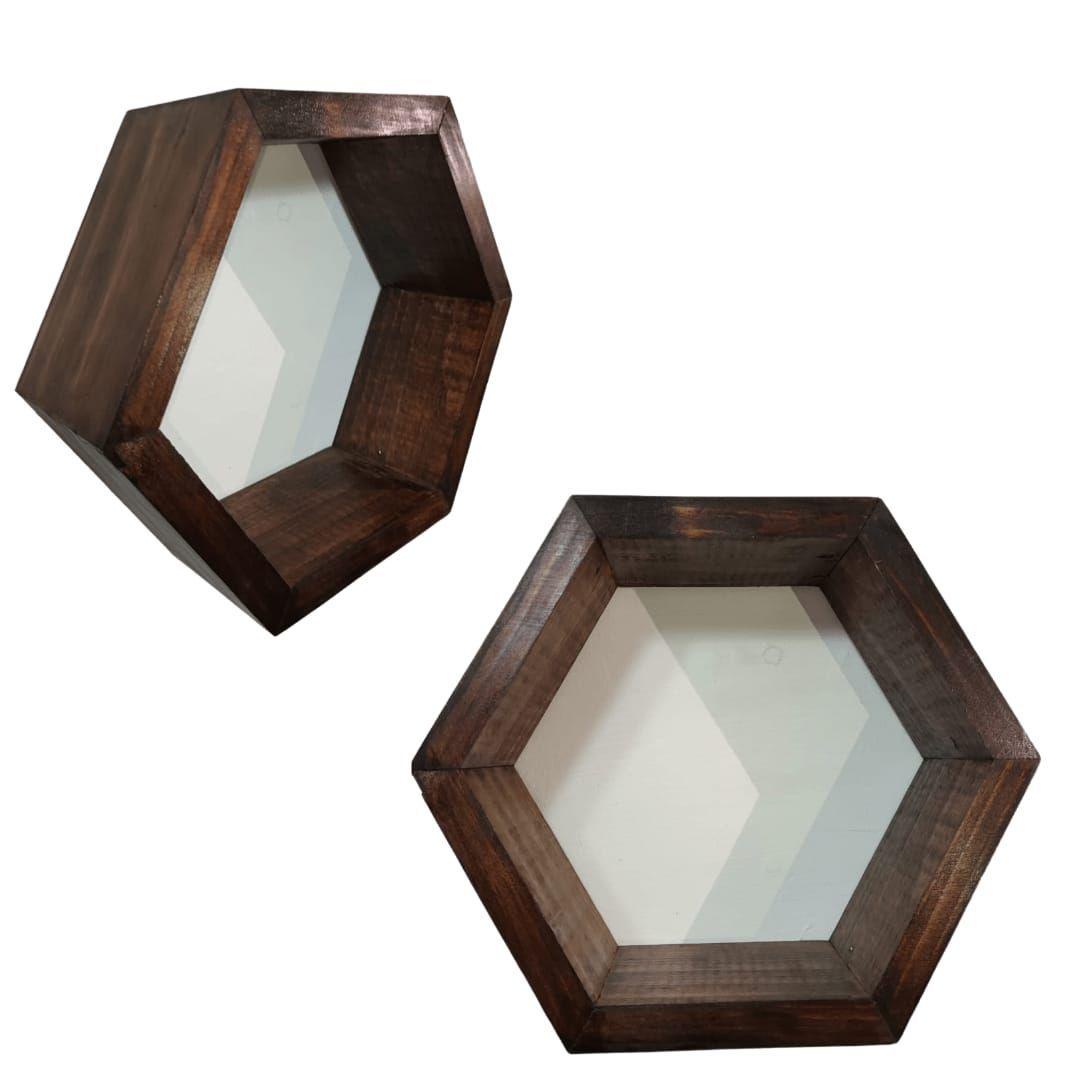 REPISA HEXAGONAL DE MADERA COLOR   CHOCOLATE-2