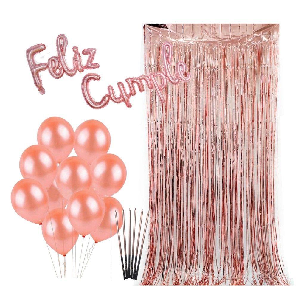 Kit Decoración Feliz Cumpleaños Rose Gold-0
