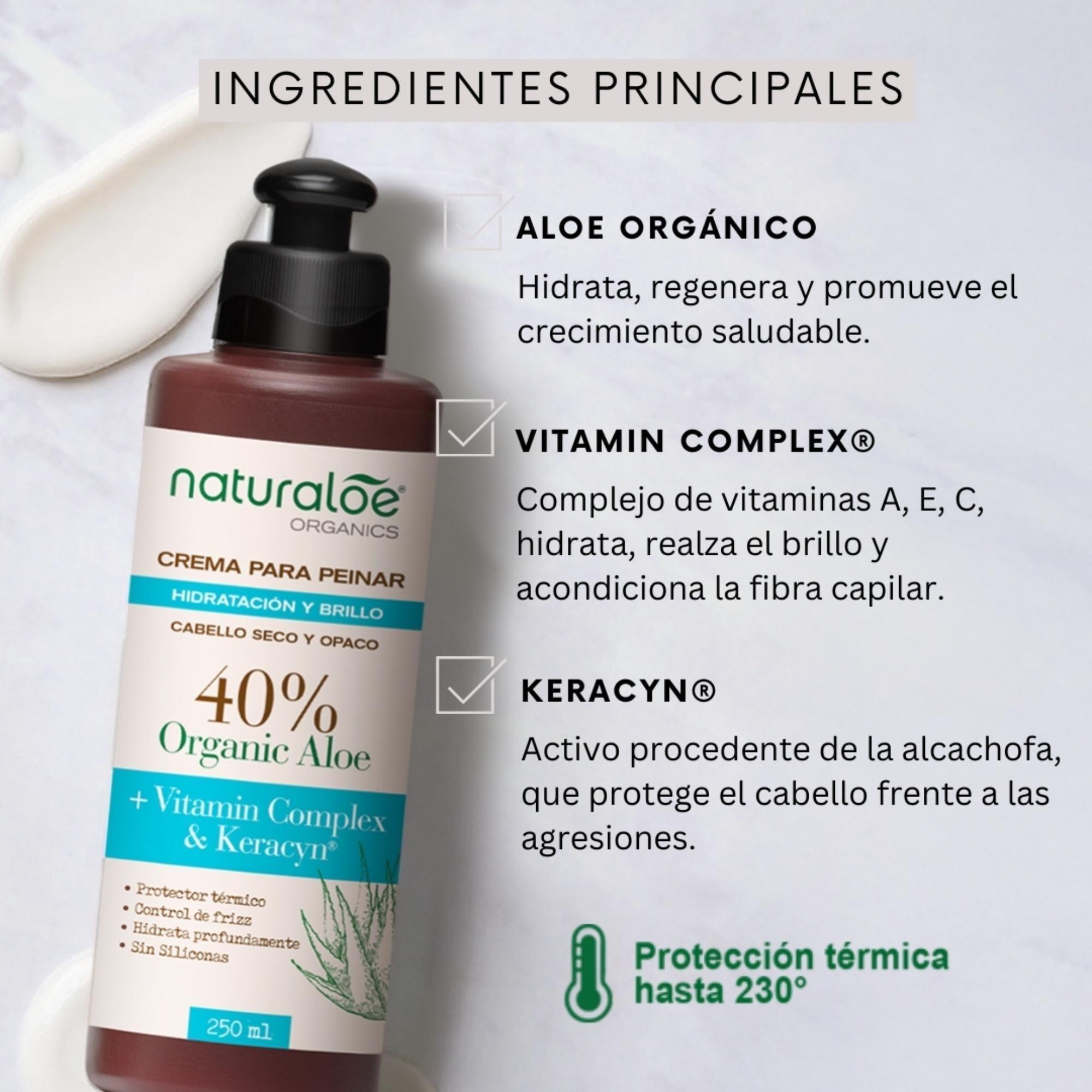 Crema de Peinar Naturaloe Hidratación & Brillo 250mL-2