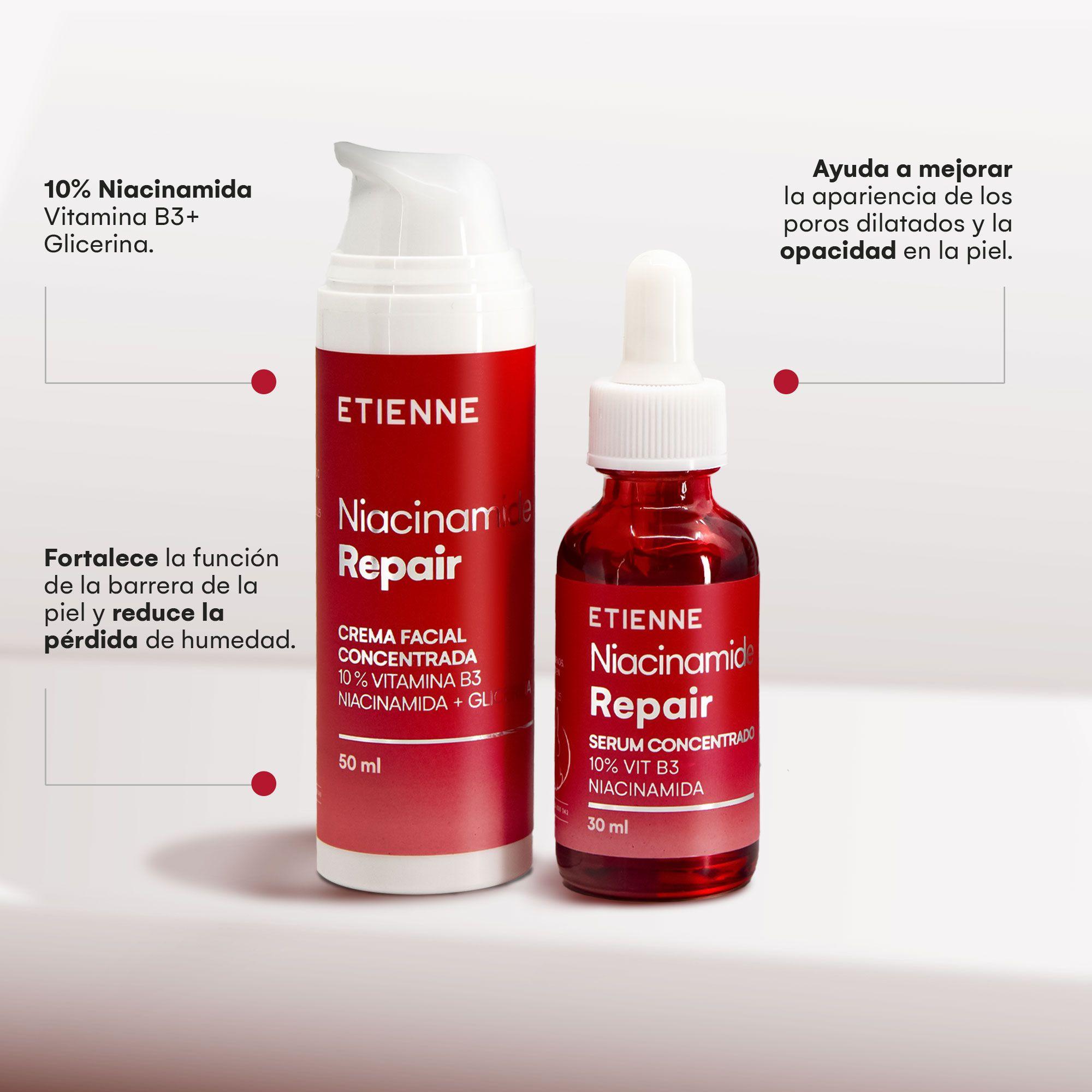 Set Crema + Serum Facial Niacinamida Repair Vit B3 Etienne-3