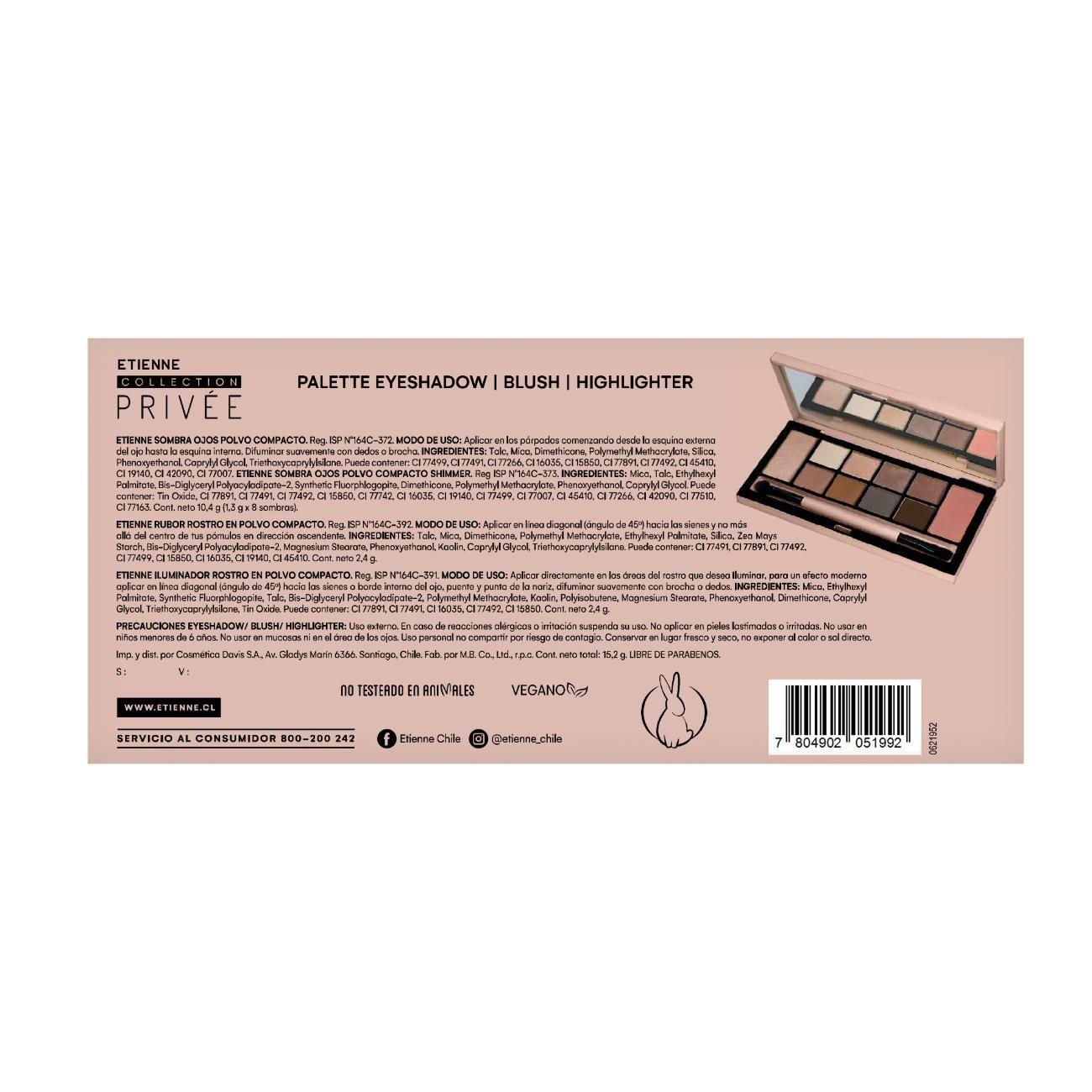 Privee Paleta de Sombras Rubor e Iluminador Nudes-2