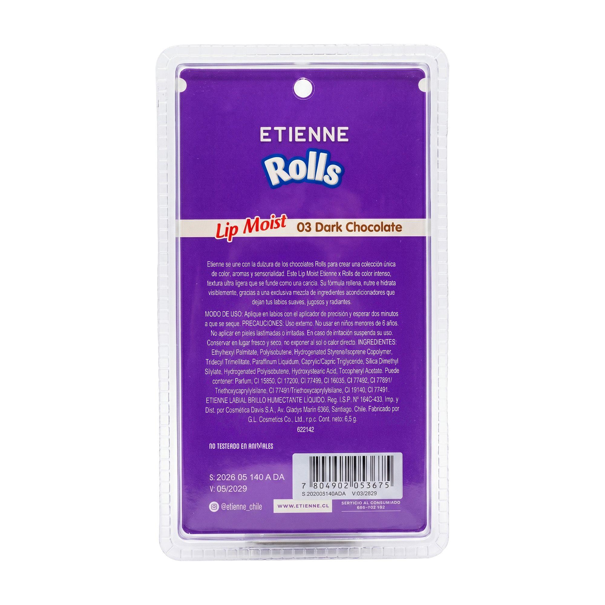 Etienne X Rolls Lip Moist Labial Líquido Tono Dark Chocolate-2