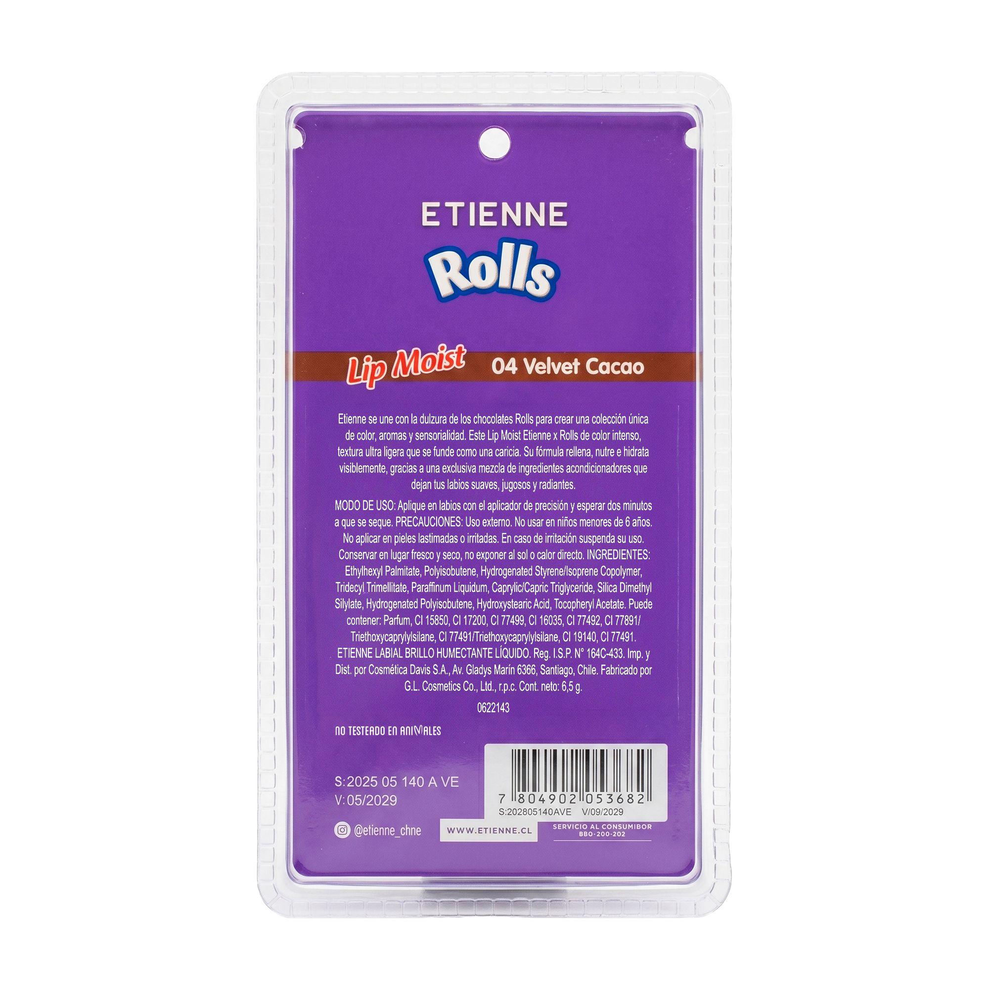 Etienne X Rolls Lip Moist Labial Líquido Tono Velvet Cacao-2