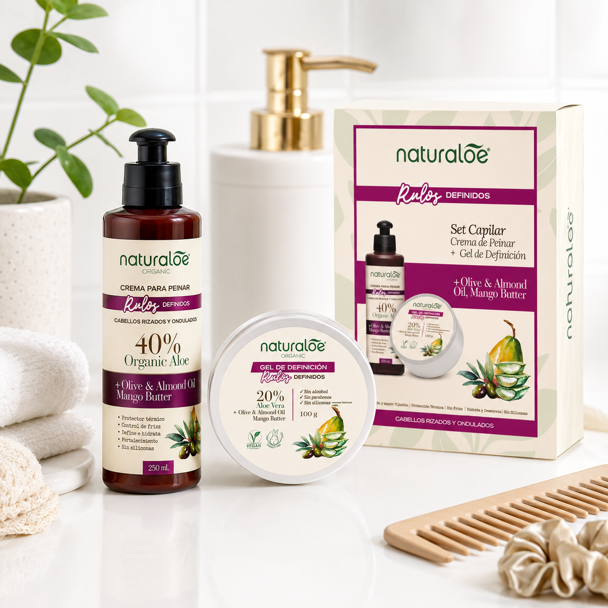 Estuche Naturaloe Rulos Definidos Gel + Crema Peinar-3