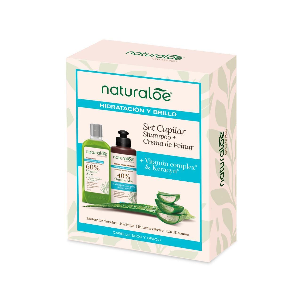 Naturaloe Cabello Hidratación Brillo Shampoo + Crema Peinar-2