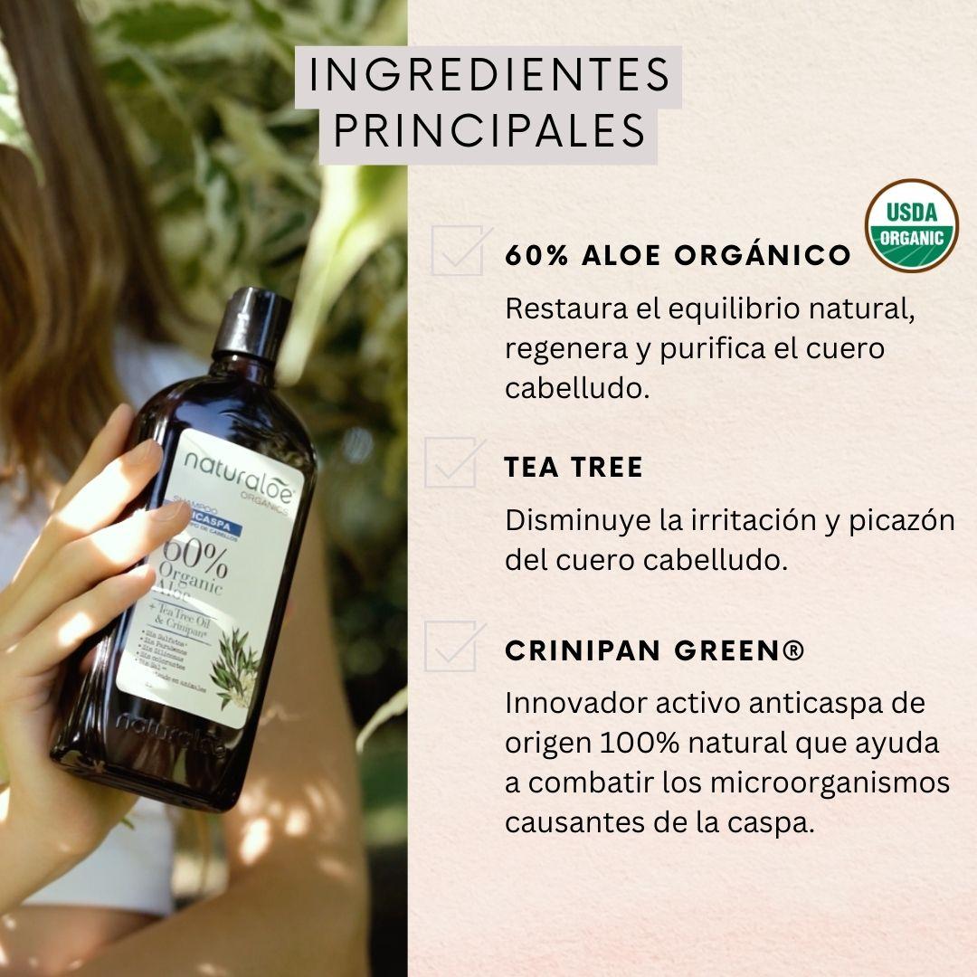 Shampoo Naturaloe Anticaspa con Aceite de Tea Tree 350 ml-2