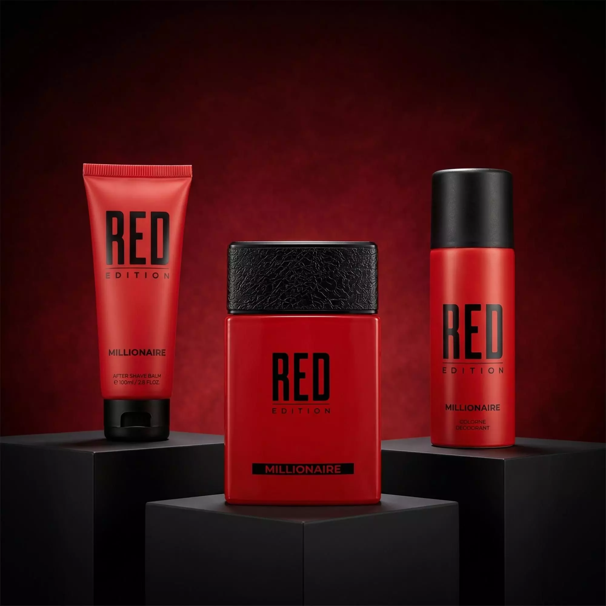 Set Millionaire Red 95ml + Deo150ml + After Shave 100ml-1