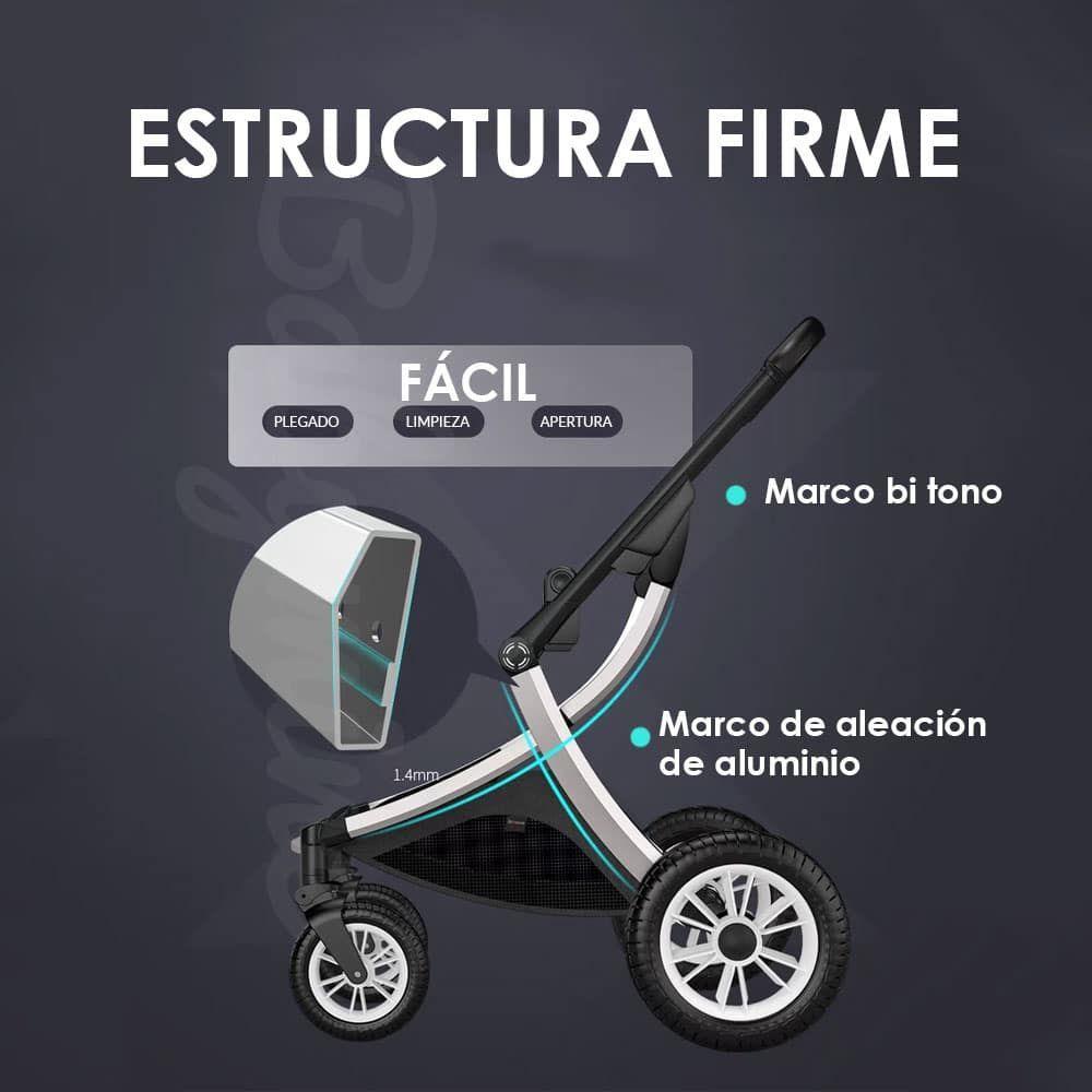Coche Cuna Con Silla Nido y Cubre Pies Azul Dorado BABYMINE-5