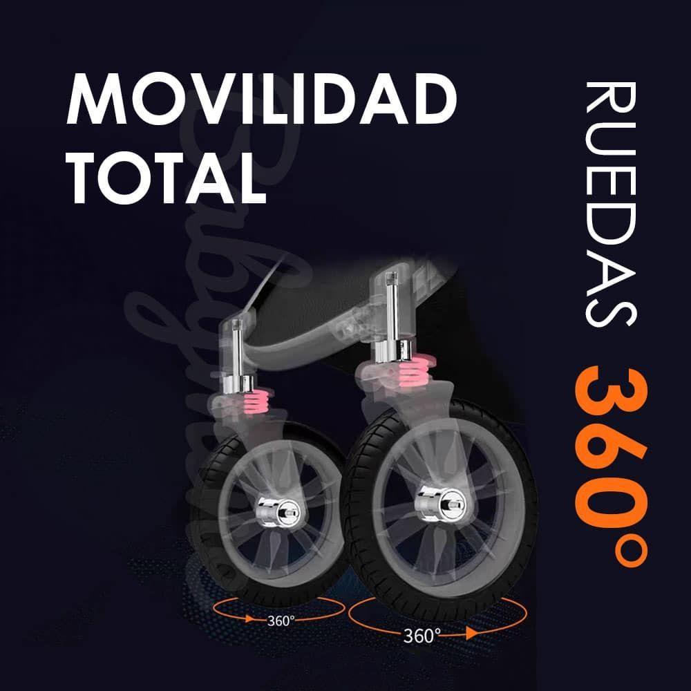 Coche Cuna Con Silla Nido y Cubre Pies Azul Dorado BABYMINE-6